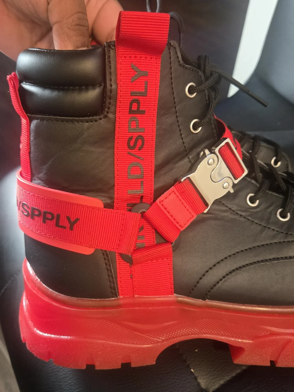 ASOS Black and Red Platform Combat Boots